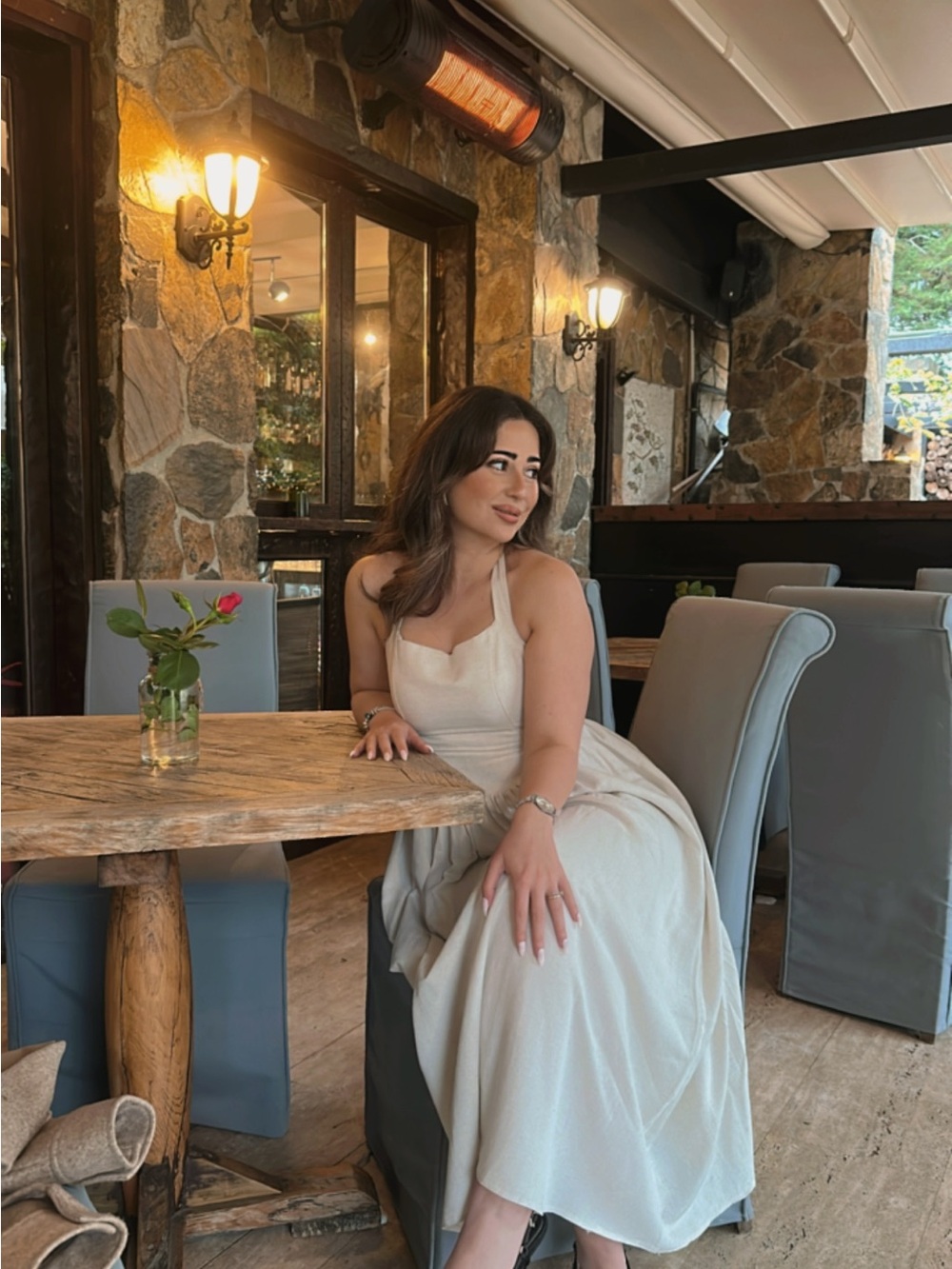 Trendyol Cream Halter Midi Dress